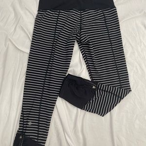 Lululemon striped compression workout pant- size zip on calve